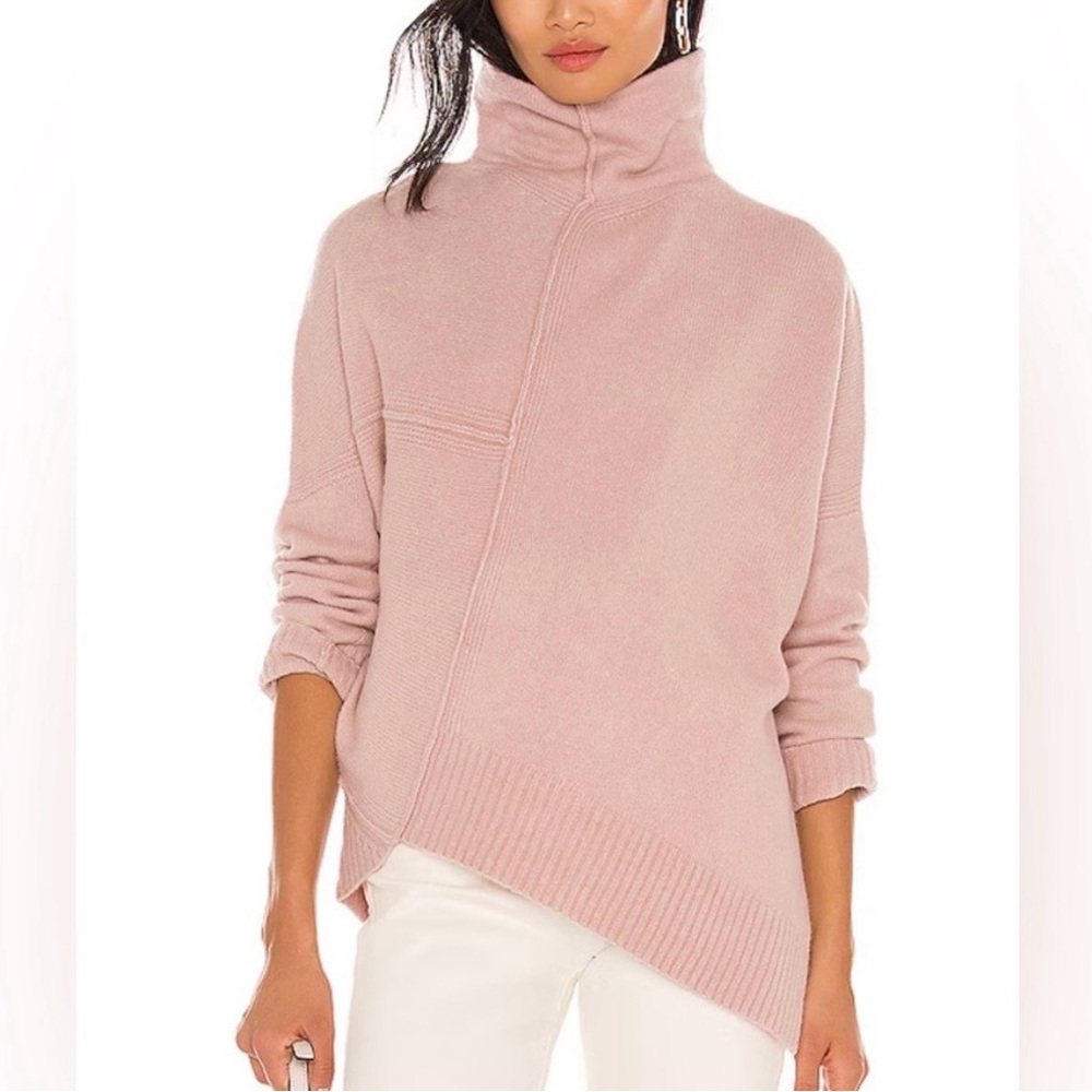 All Saints Roll Neck Sweater Wool Blend Asymmetrical Long Sleeve Size L